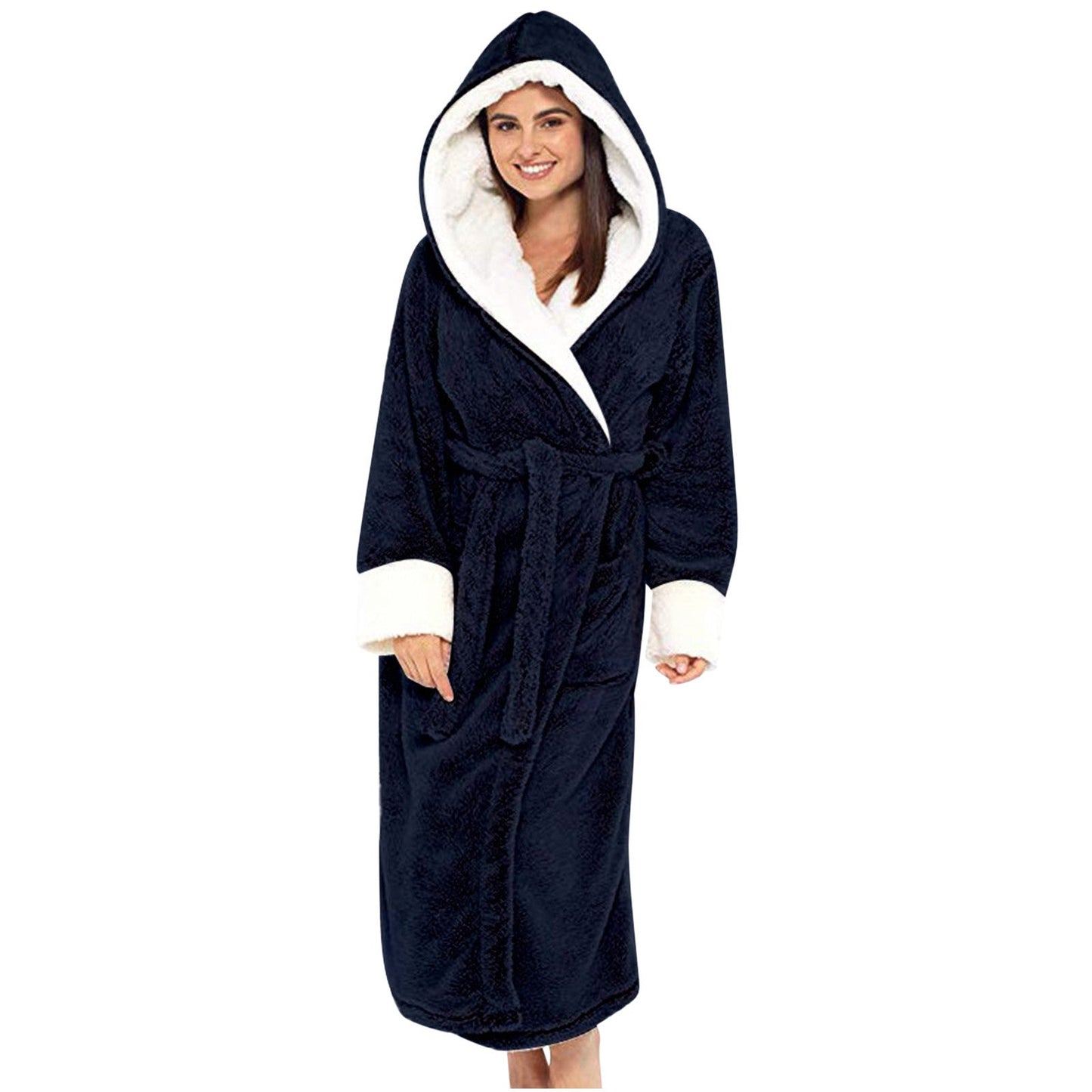 Street Wave Women's Cozy Fleece Hooded Bathrobe With Belt Soft Warm Comfort For Cozy Mornings And Lounges