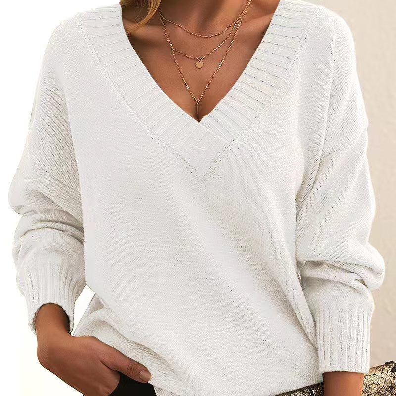 Street-Wave Avery V-Neck Sweater For Women Cozy Soft Knit Relaxed Fit