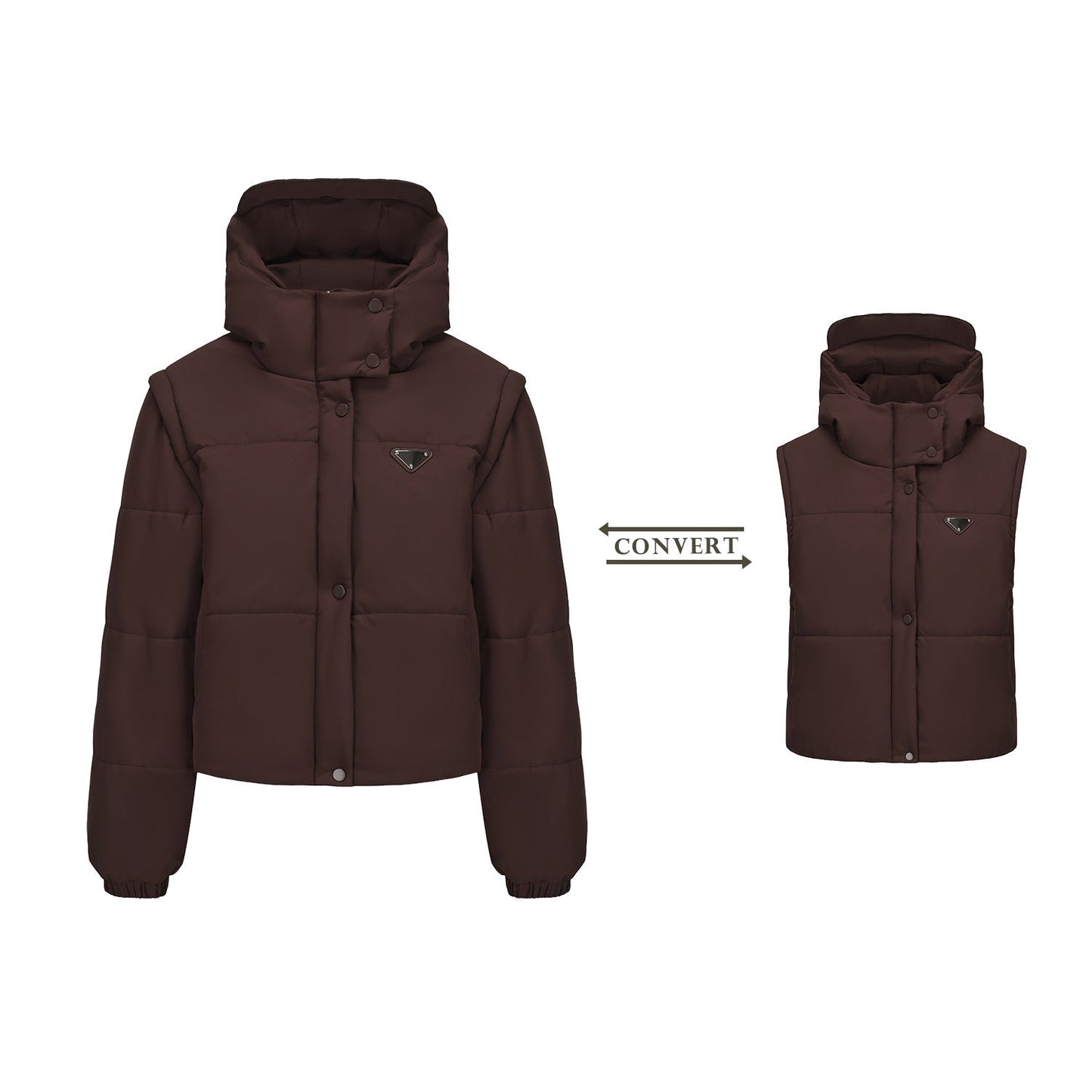 Street-wave Women's Convertible Puffer Jacket With Removable Sleeves For Every Day