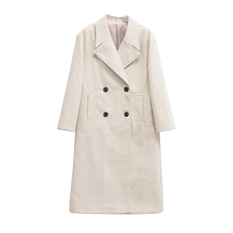Street-Wave Plus Size Double-Breasted Wool Coat For Women - Elegant Oversized Winter Essential