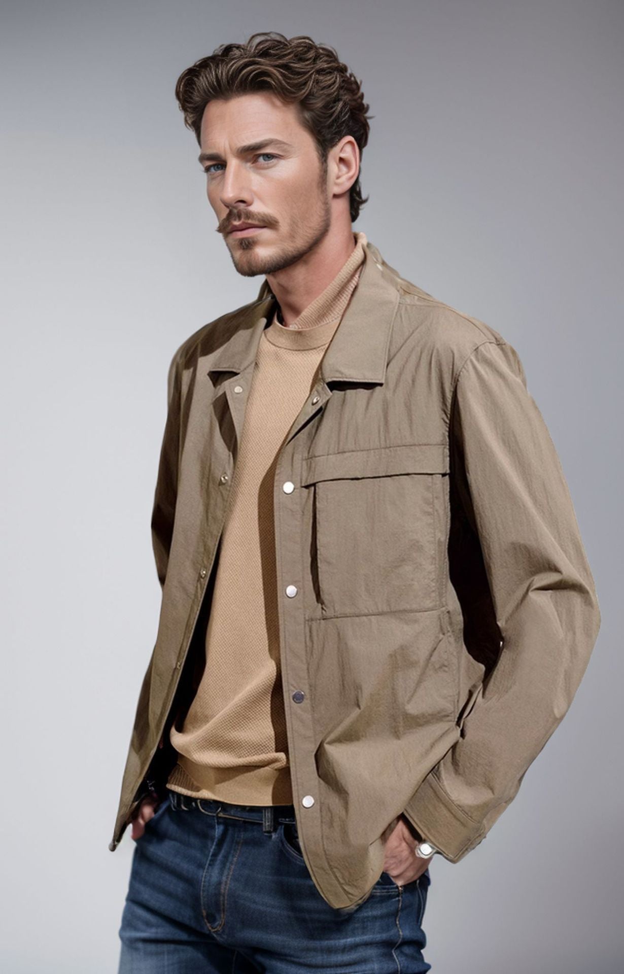 Men's Utility Jacket Street-Wave Breathable Durable All-Season With Multiple Pockets For Urban Men