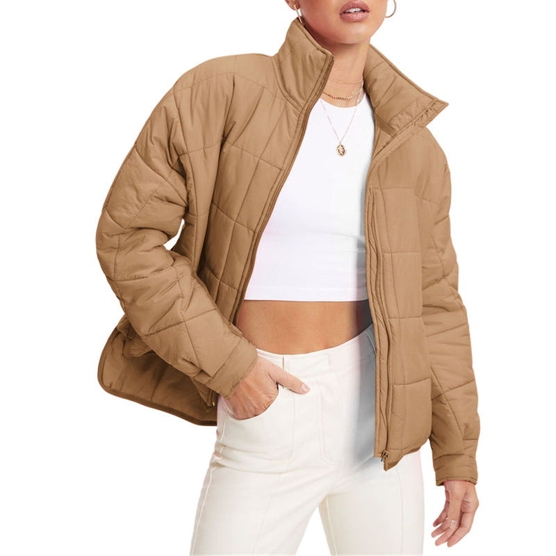 Streetwave Womens Insulated Quilted Jacket With High Collar For Cold Weather Warmth