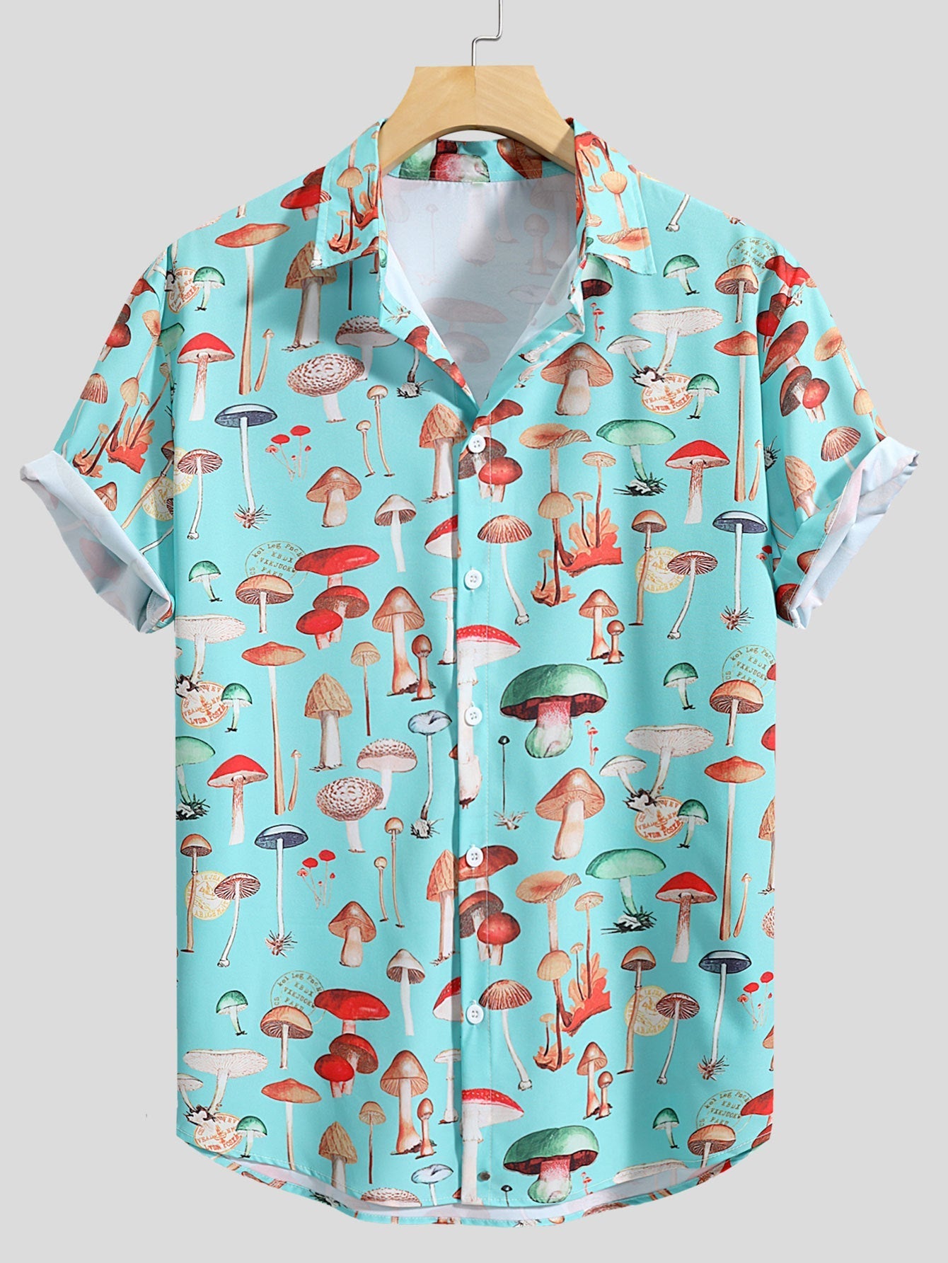 Streetwave Mushroom Print Shirt For Men Breathable Cotton Blend Comfortable Fit Casual Style