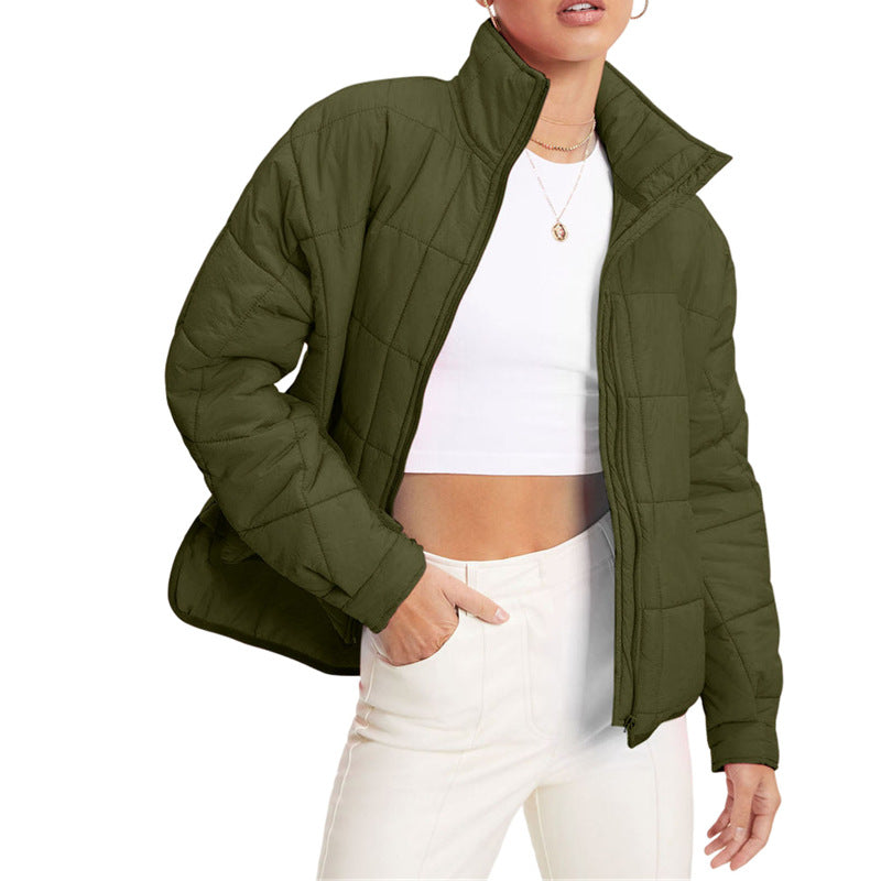 Streetwave Womens Insulated Quilted Jacket With High Collar For Cold Weather Warmth