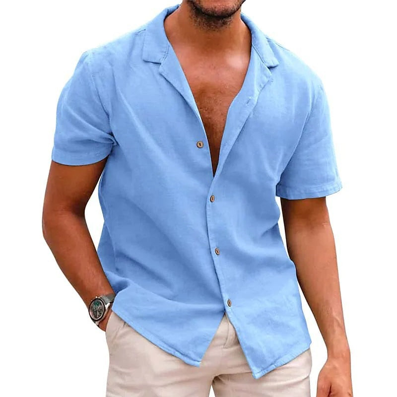 Linen Short Sleeve Shirt For Men By Street-Wave Lightweight Breathable Summer Essential