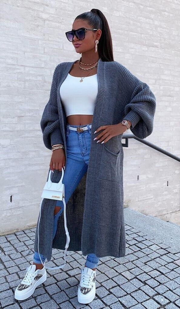 Streetwave Long Knit Cardigan For Women With Generous Pockets Cozy All Season Layering