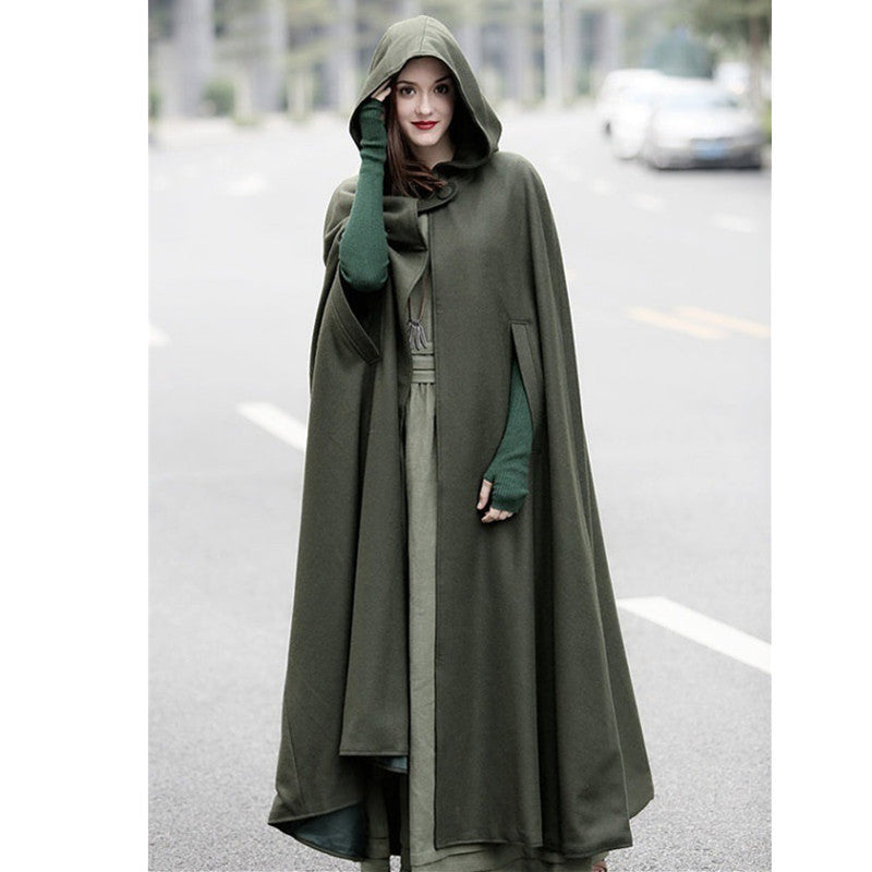 Street Wave Women's Elegant Hooded Cape With Adjustable Closure For Winter Comfort And Style