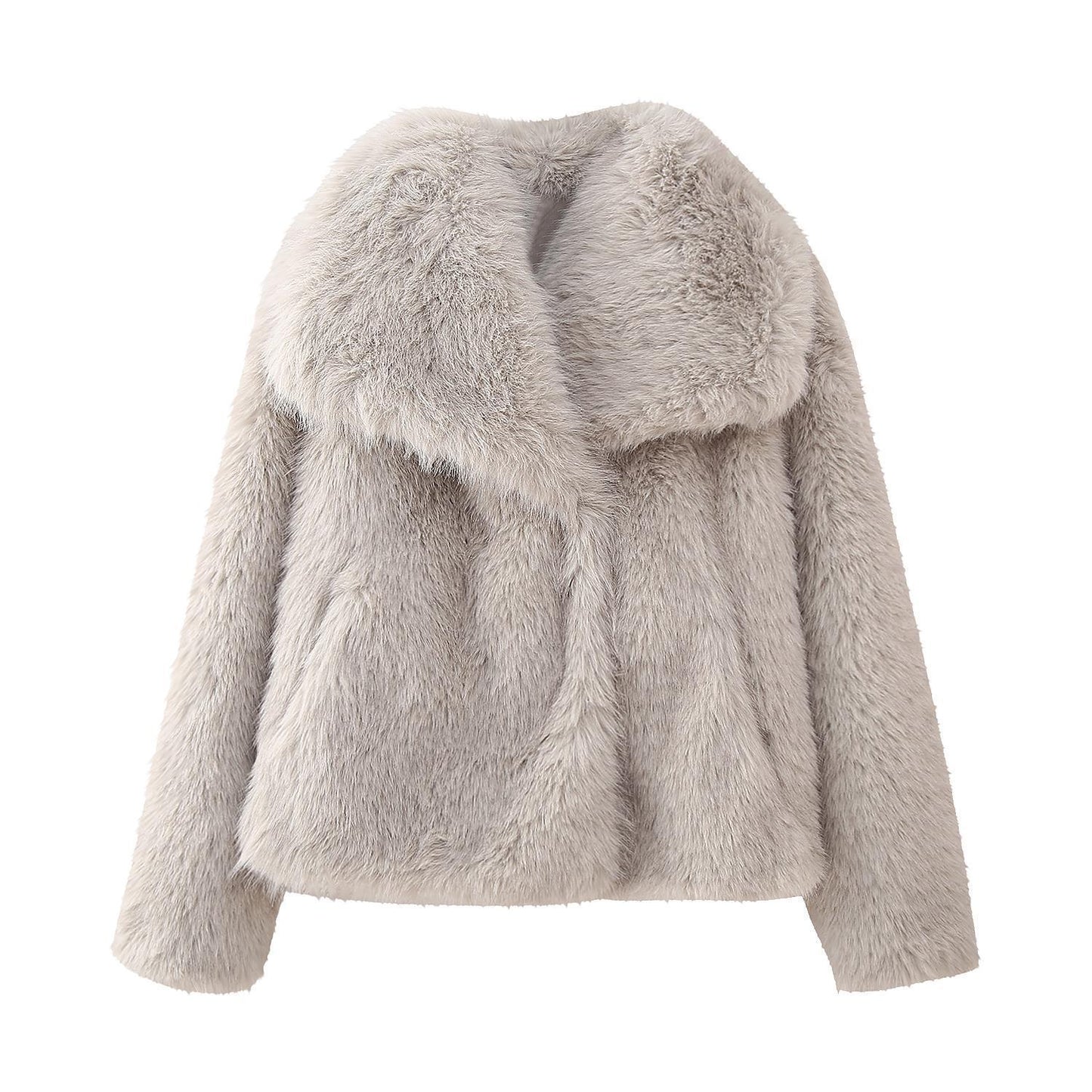 Street-wave Luxurious Oversized Faux Fur Jacket With Shawl Collar For Fashion-Forward Women