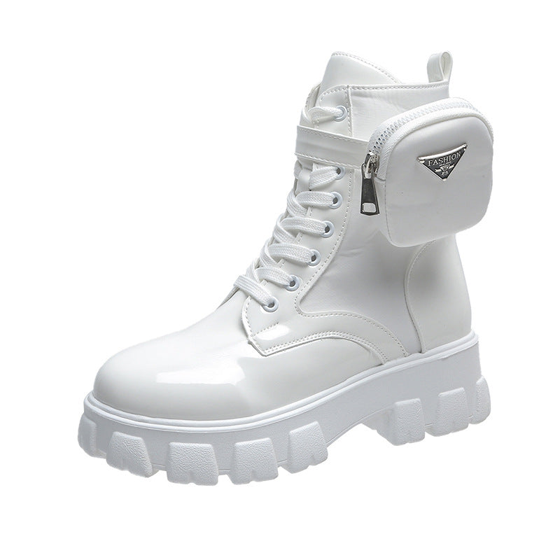 Street-wave Women Chunky Boots With Practical Side Pocket Design For Everyday Style
