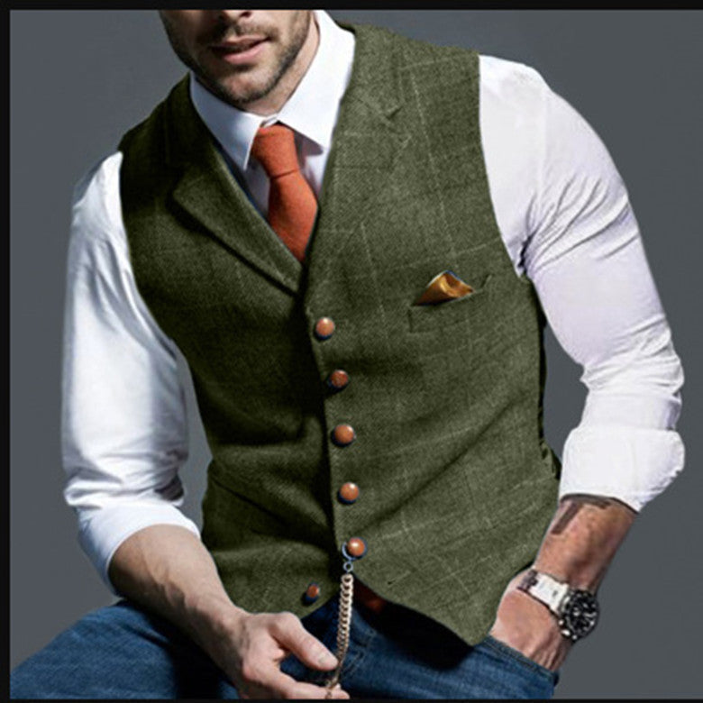 Street-wave Men's Elegant Waistcoat Vest With Breathable Durable Fabric For Formal Events
