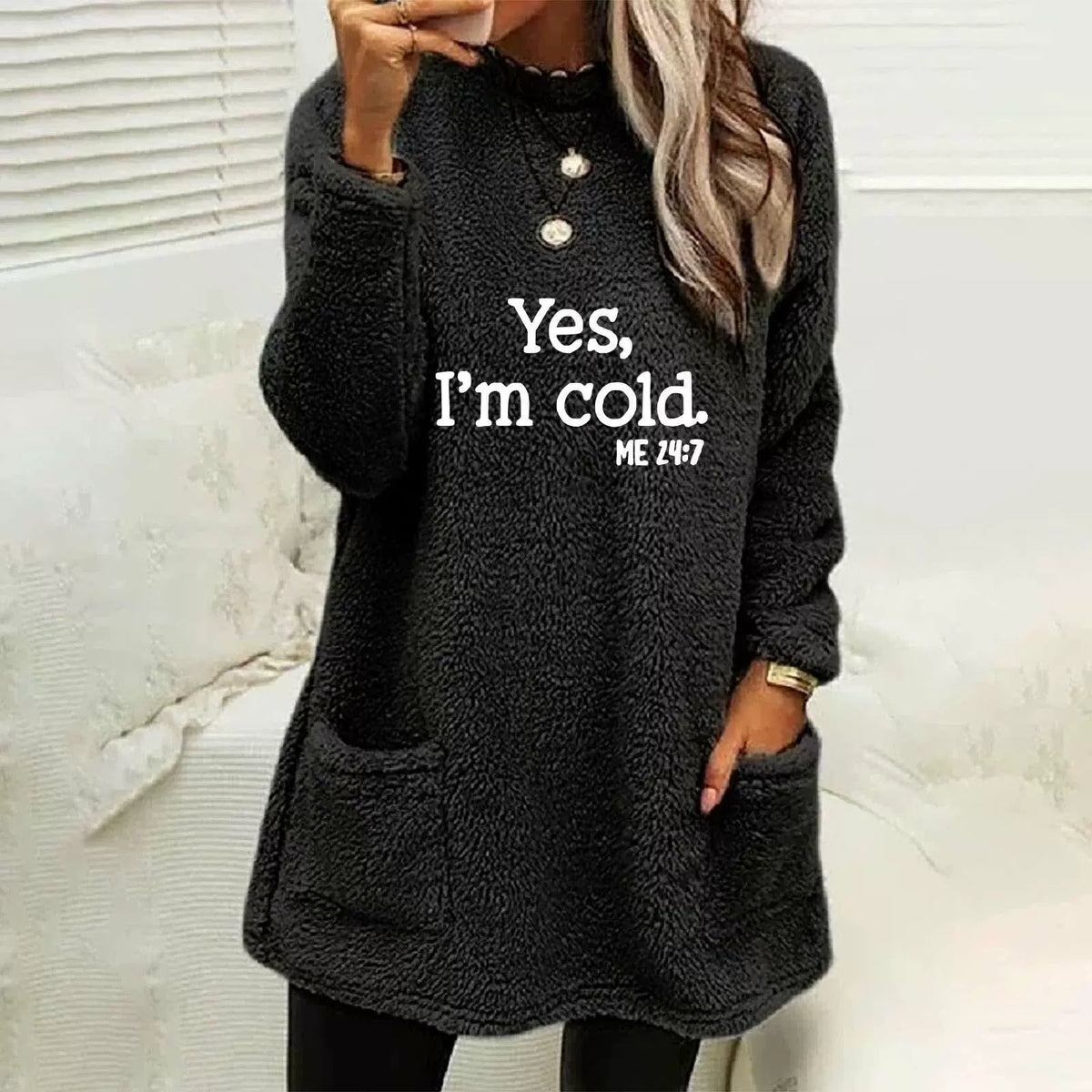 Street Wave Reversible Fleece Sweatshirt For Women Oversized Cozy Dual Sided With Letter Print And Side Pockets