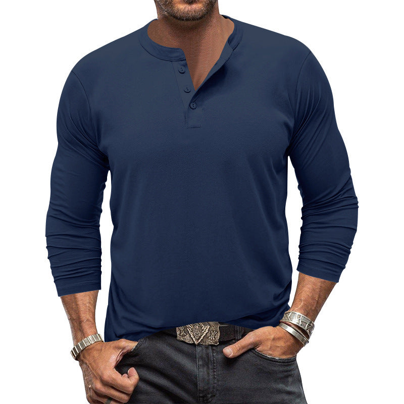 Street Wave Mens Long Sleeve Henley Shirt With Placket Timeless Comfort And Versatility