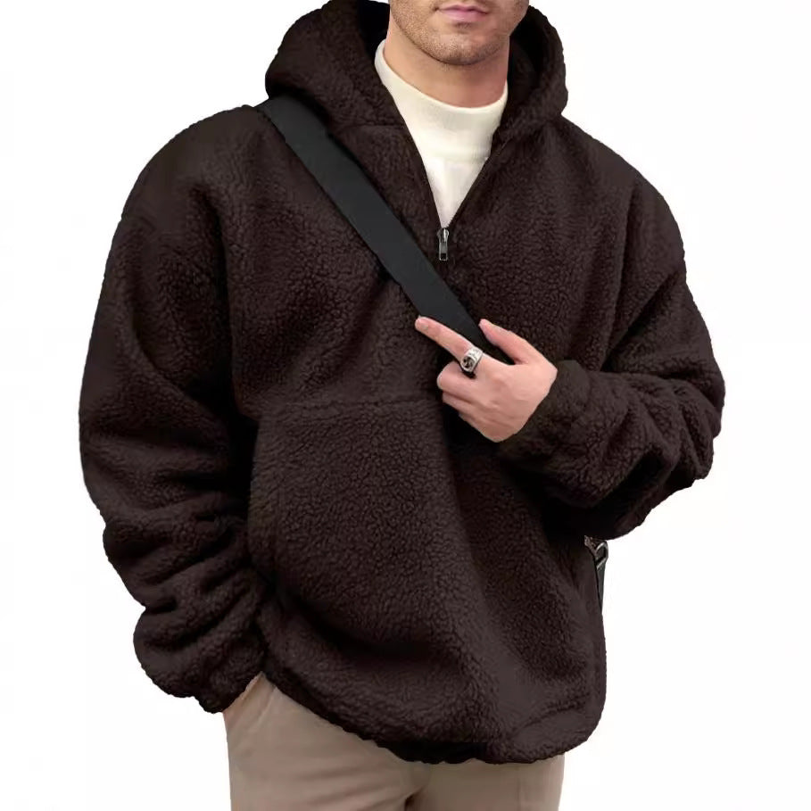 Street Wave Men's Cozy Fleece Pullover With Half Zip Superior Warmth Soft Plush Exterior For Everyday Casual Wear
