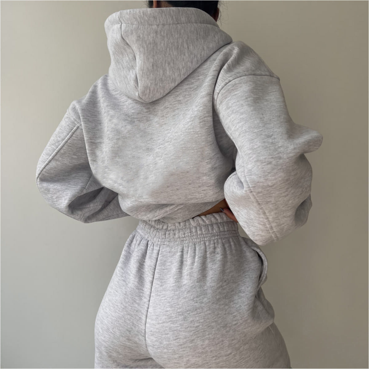 Street-wave Women's Hoodie Set Loose-Fit Cropped Hoodie And Sweatpants Soft Comfort Versatile Lounge Wear