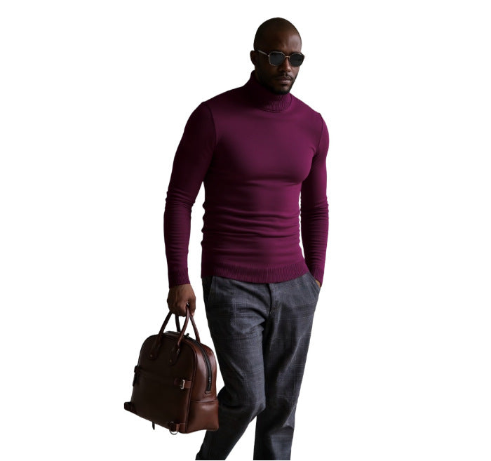 Street-wave Men's Turtleneck Sweater With Fine Knit Texture
