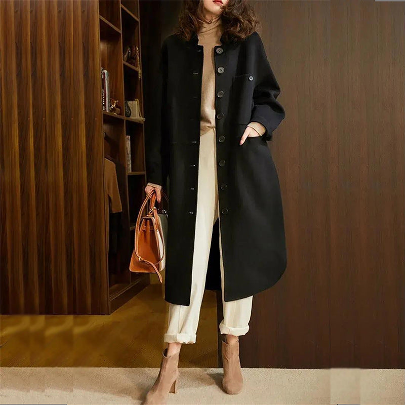 Street-wave Buttoned Tailored Coat For Women - Elegant Warmth, Premium Fabric Outerwear