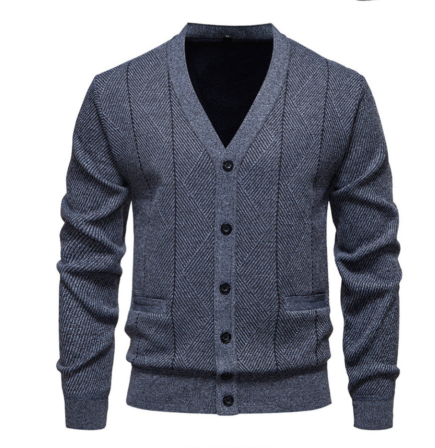 Street-Wave Mens Cardigan With Unique Diamond Pattern Breathable Cotton Blend Comfort For Men