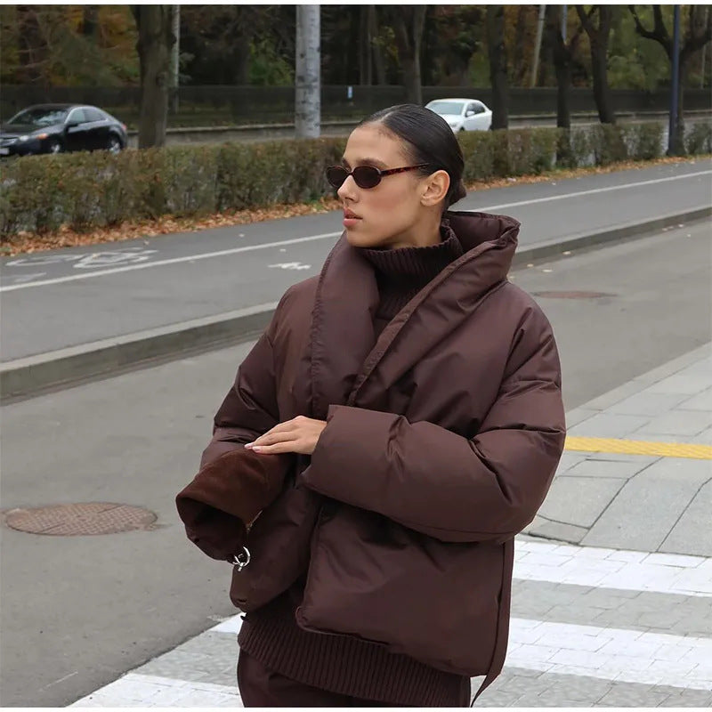 Street-Wave Women Belted Down Jacket - Warm Chic Puffer Coat for Cold Weather Everyday