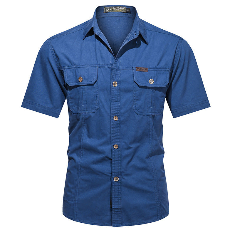 Street-Wave Men's Short Sleeve Cotton Blend Shirt With Chest Pockets And Relaxed Fit