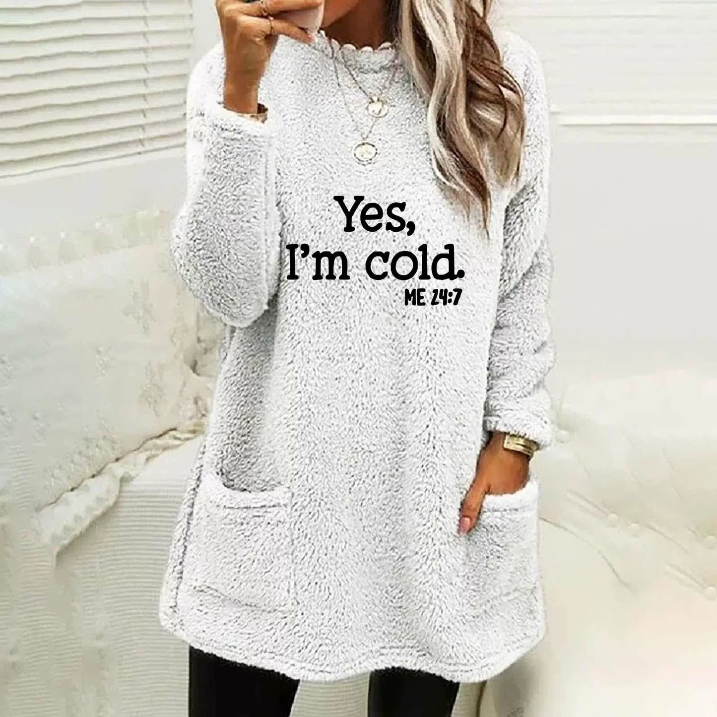 Street Wave Reversible Fleece Sweatshirt For Women Oversized Cozy Dual Sided With Letter Print And Side Pockets