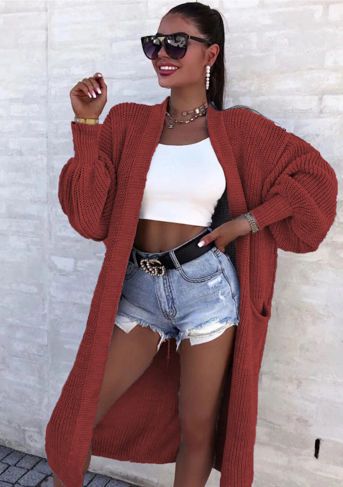 Street-wave Women's Knit Cardigan With Wide Fit And Deep Pockets For Women Everyday Chic