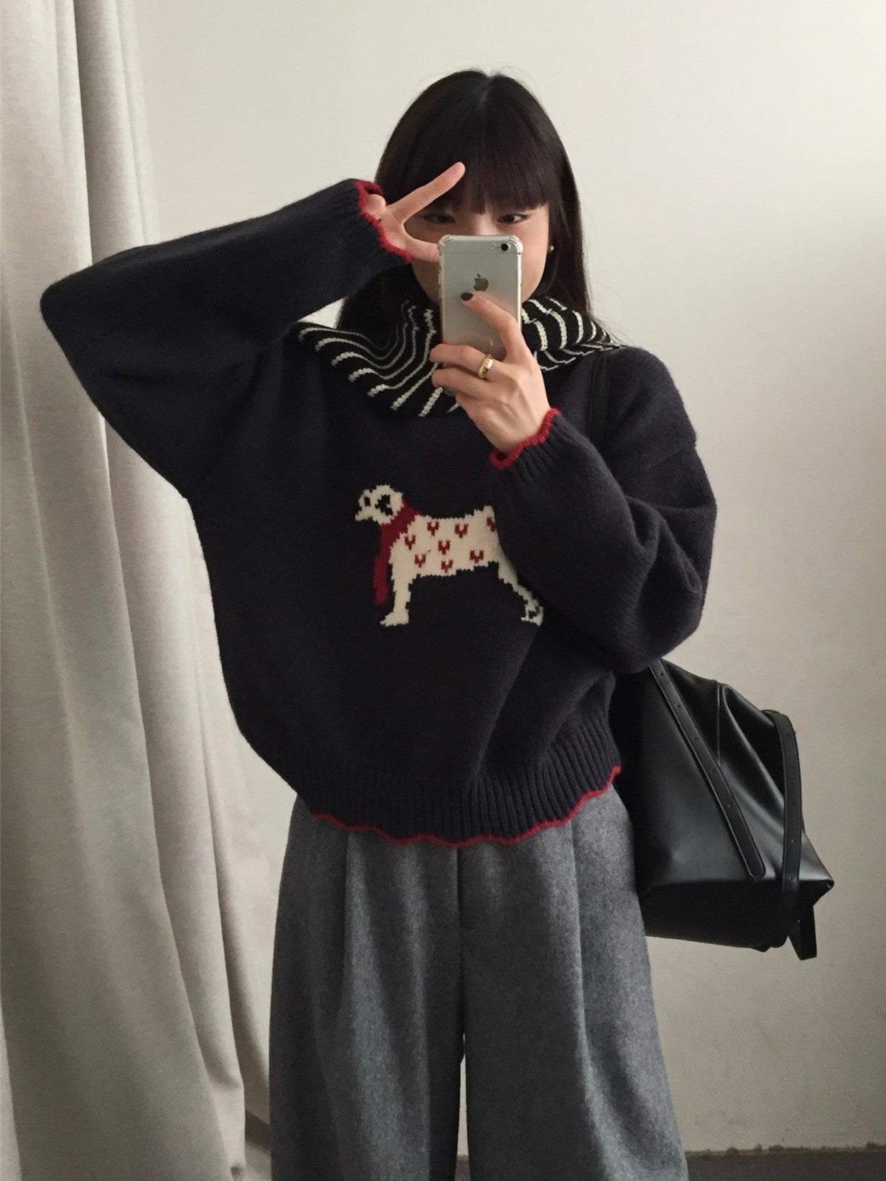 Animal Motif Knit Sweater Street-wave For Women With Plush Warmth And Playful Design