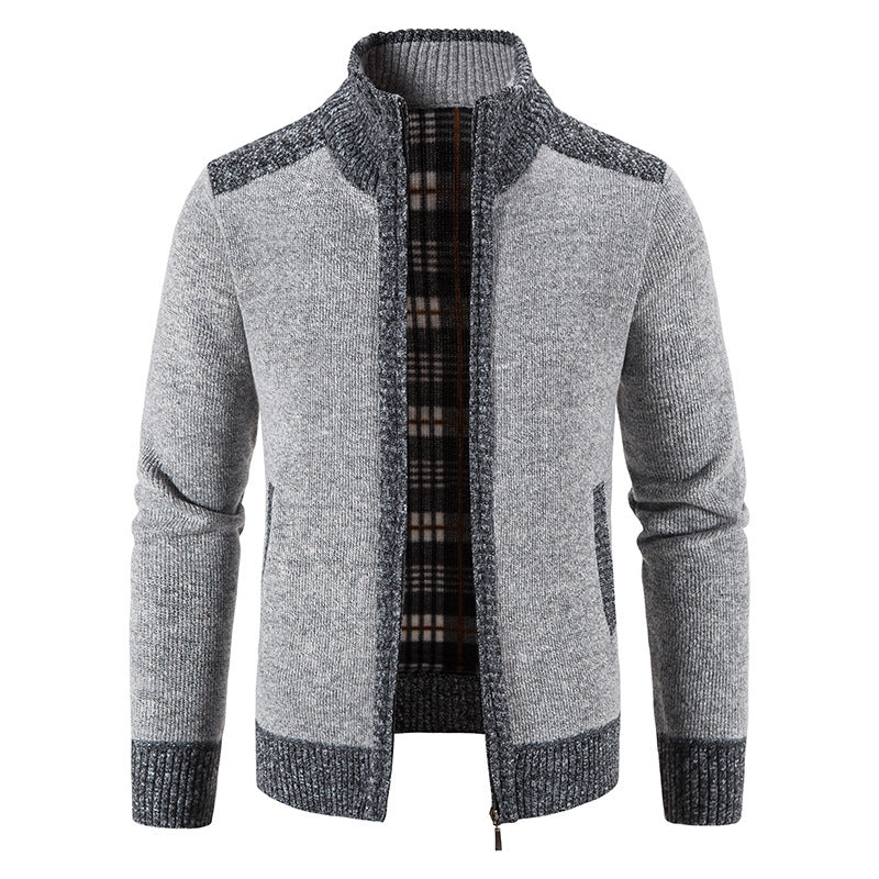 Street-wave Mens Knit Cardigan With Modern Zip Up Warm Soft Wool For Everyday Style