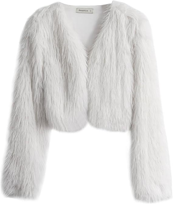Street-Wave Women’s Glam Faux Fur Jacket Cropped With Loose Sleeves For Elegant Evening Look