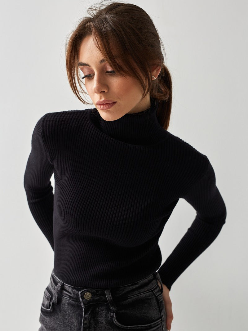 Women Ribbed Turtleneck Sweater Cozy Cotton Blend With Relaxed Fit Streetwave Warm Essential Layer For All Seasons