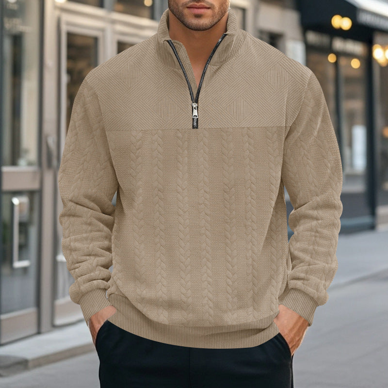 Mens Knit Pullover Streetwave With Modern Stand Collar And Zipper Cozy Warm Casual Sweater