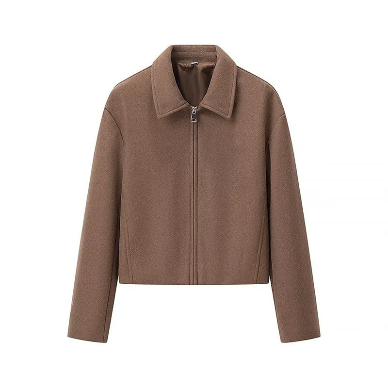 Women Short Jacket With Stand Collar Street Wave Chic Versatile Outerwear For Ladies