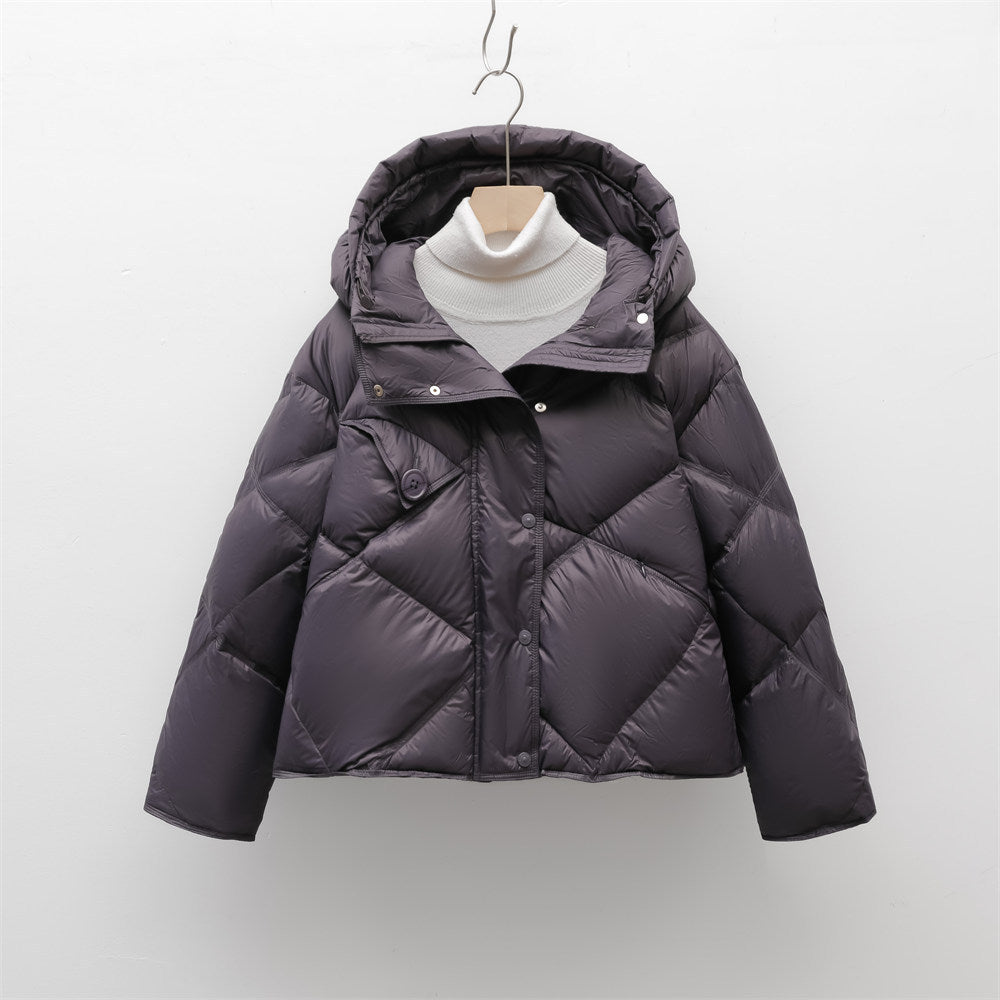 Street-Wave Women's Quilted Jacket With Detachable Hood For Cold Weather Cozy Warmth