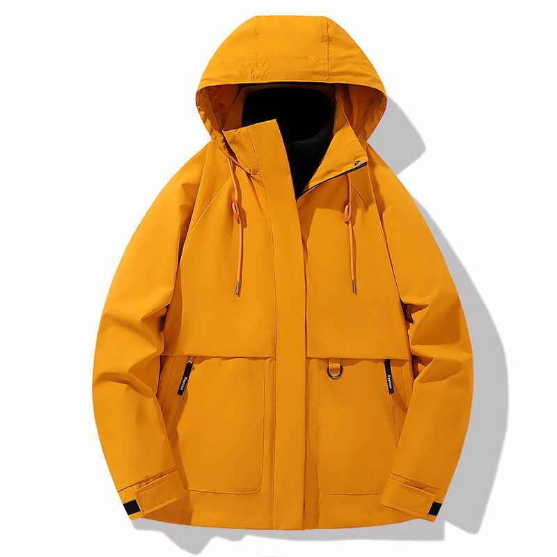 Street-wave Waterproof Men's Outdoor Jacket With Adjustable Hood And Practical Pockets