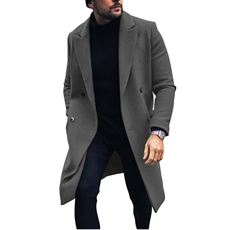 Men's Modern Long Coat With Double Breasted Closure Street Wave For Fashionable Men Sleek Premium Style