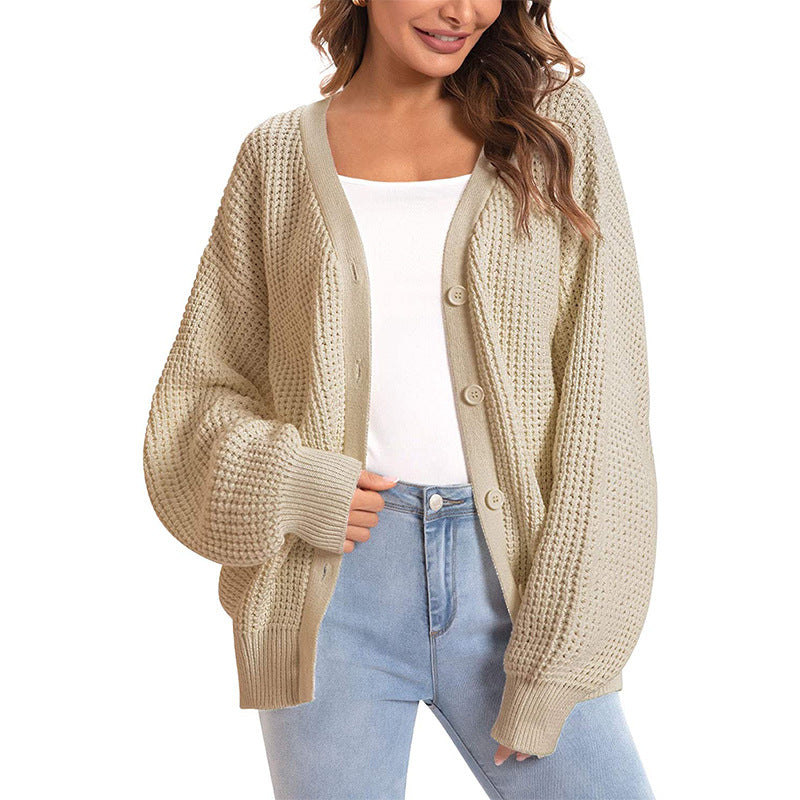 Street-Wave Women's Chunky Knit Cardigan Open Front With Relaxed Fit Cozy Everyday Essential