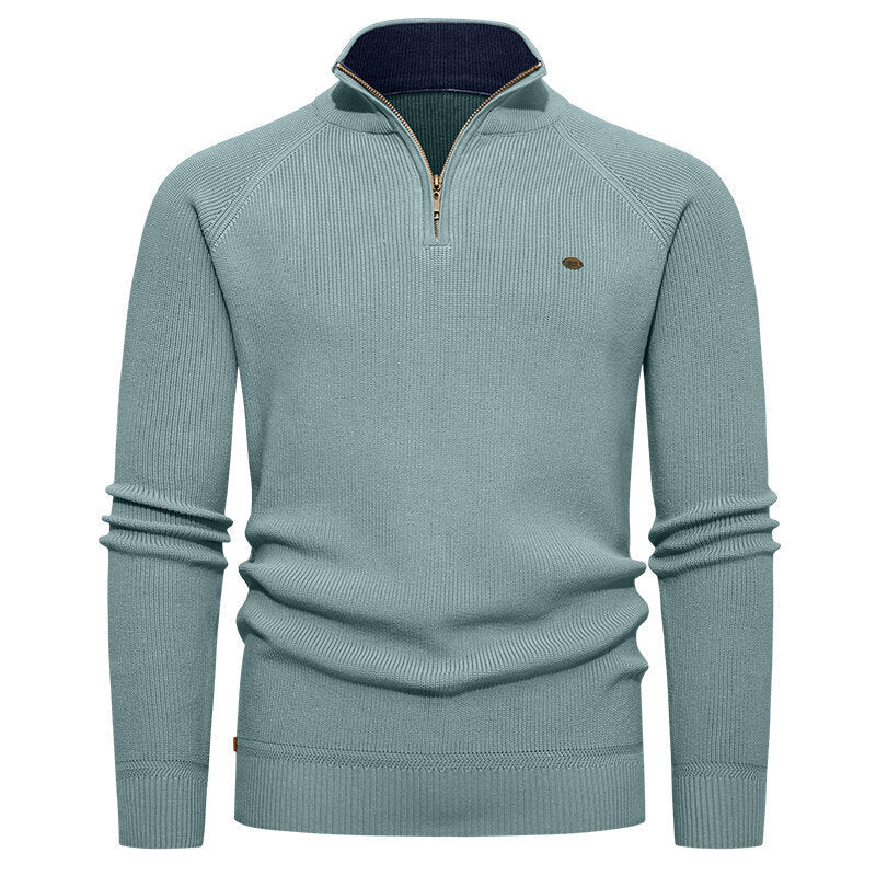 Street-Wave Mens Half Zip Knit Sweater With Stand Collar Zip Up Cozy Classic Modern For Men