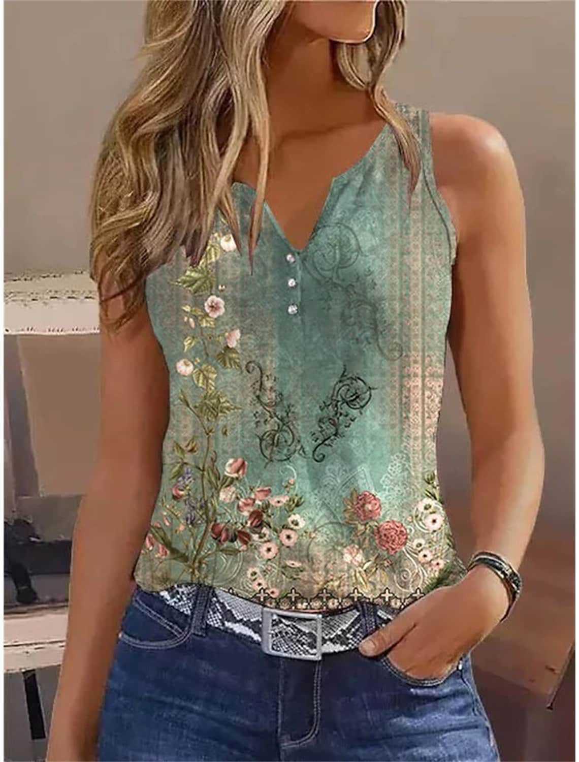 Street-wave Elegant Sleeveless Top With Floral Accents For Women Soft High Quality Fabric Chic Everyday Wear
