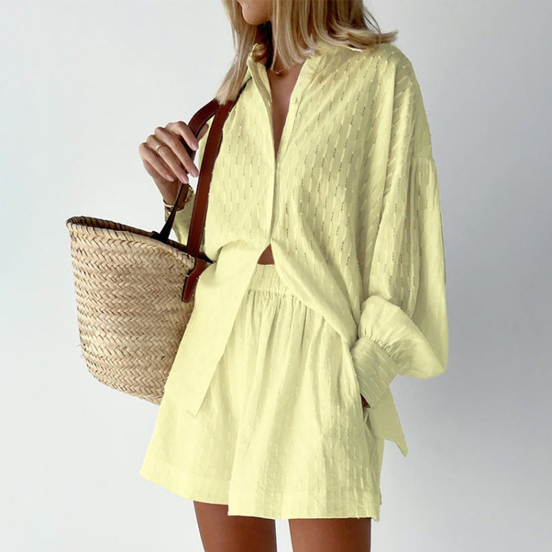 Street-Wave Womens Loose Shirt And Shorts Set With Airy Lightweight Fit For Summer Comfort