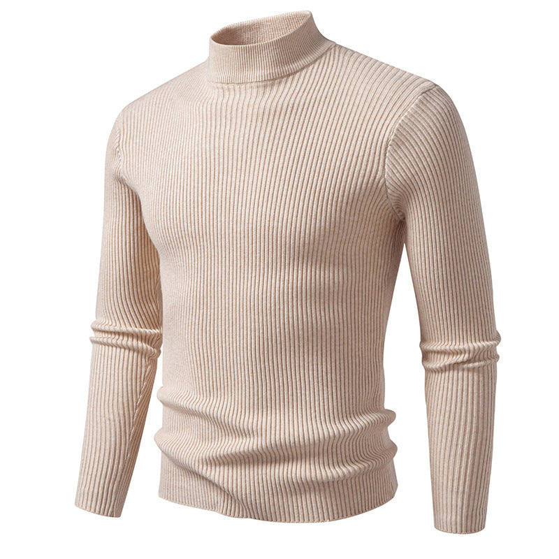 Streetwave Mens Stretch Wool Turtleneck Ribbed Sweater for Cozy Warmth and Style