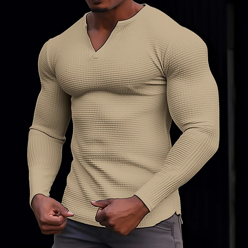 Street-wave Men's Long Sleeve Shirt With Structured Texture Breathable Cotton Blend Athletic Fit For Active Men