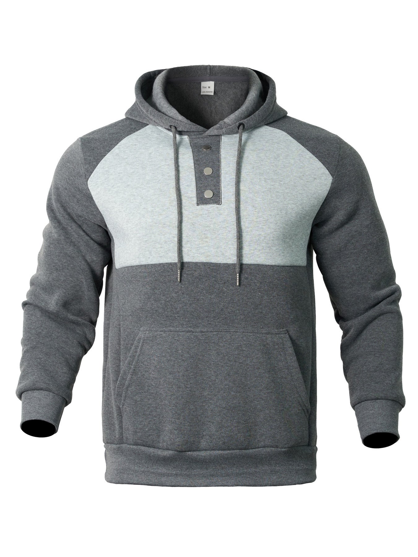Street Wave Mens Button Front Hoodie With Contrast Panels For Everyday Comfort And Style