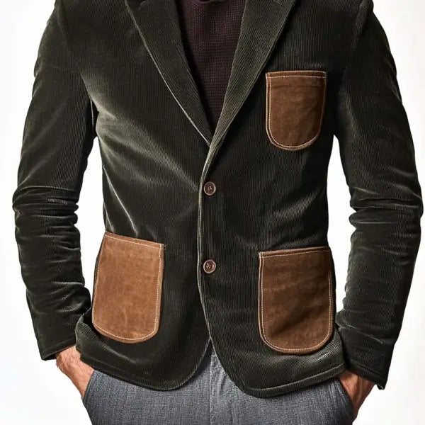 Corduroy Jacket For Stylish Men Streetwave With Appliques And Suede Patch Pockets For Classic Style