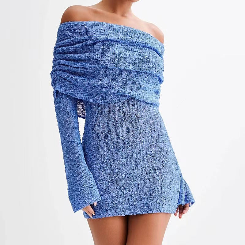 Street-Wave Beach Dress Off Shoulder Slim Fit Light Knit Semi Transparent Women