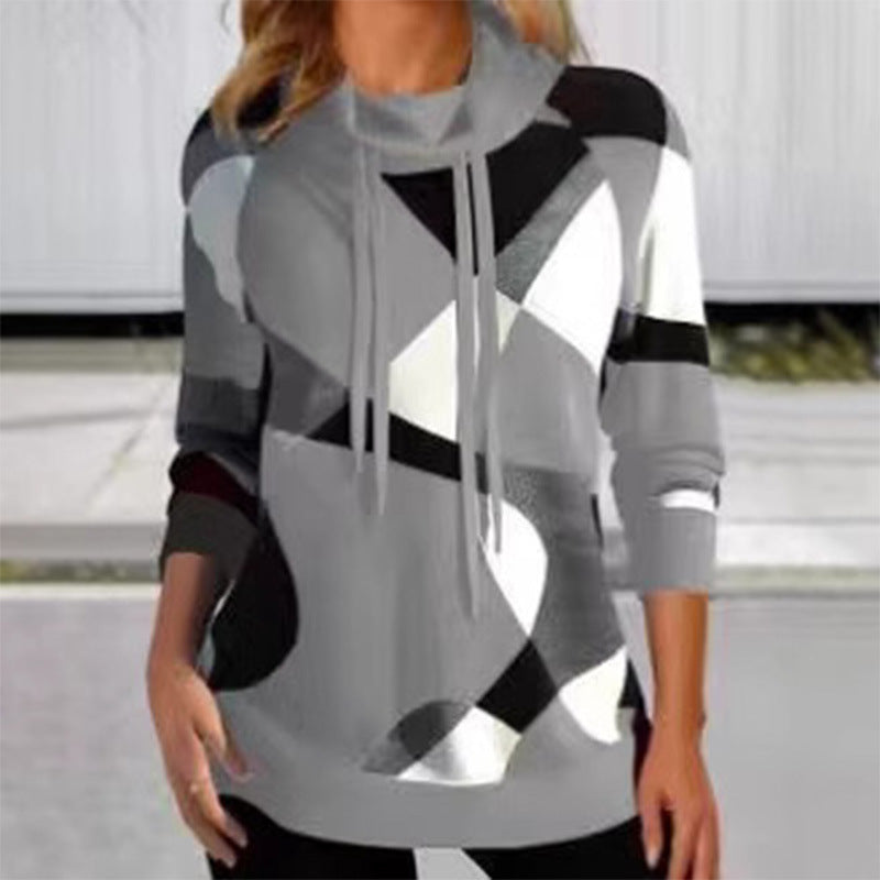Geometric Pattern Womens Hoodie Sweatshirt Streetwave Slim Fit Comfort For Everyday Wear