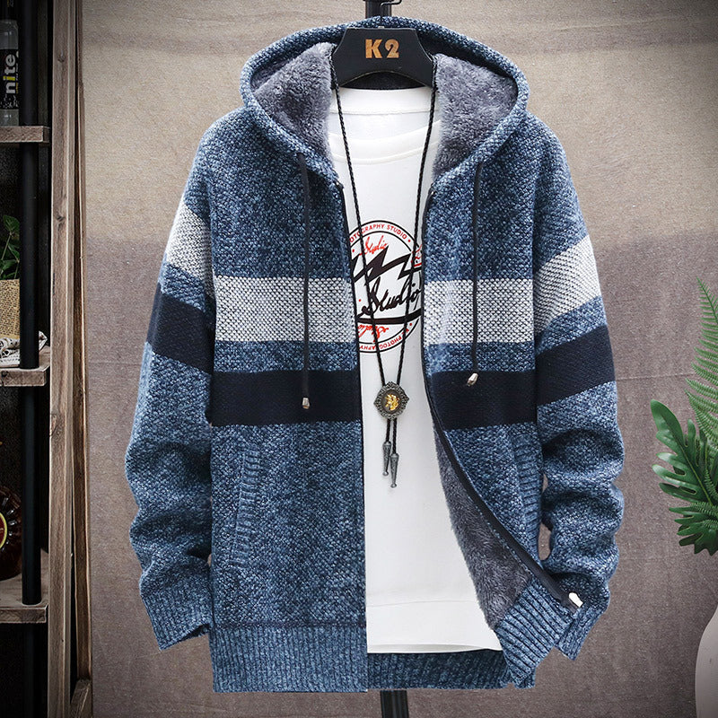Street-Wave Men Fleece Hoodie With High Collar For Warmth And Comfort Cozy Lining For Everyday Wear