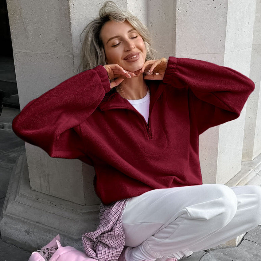 Street-wave Women's Fleece Pullover Cozy Warmth Premium Soft Hundred Percent Fleece Half Zip Modern Casual