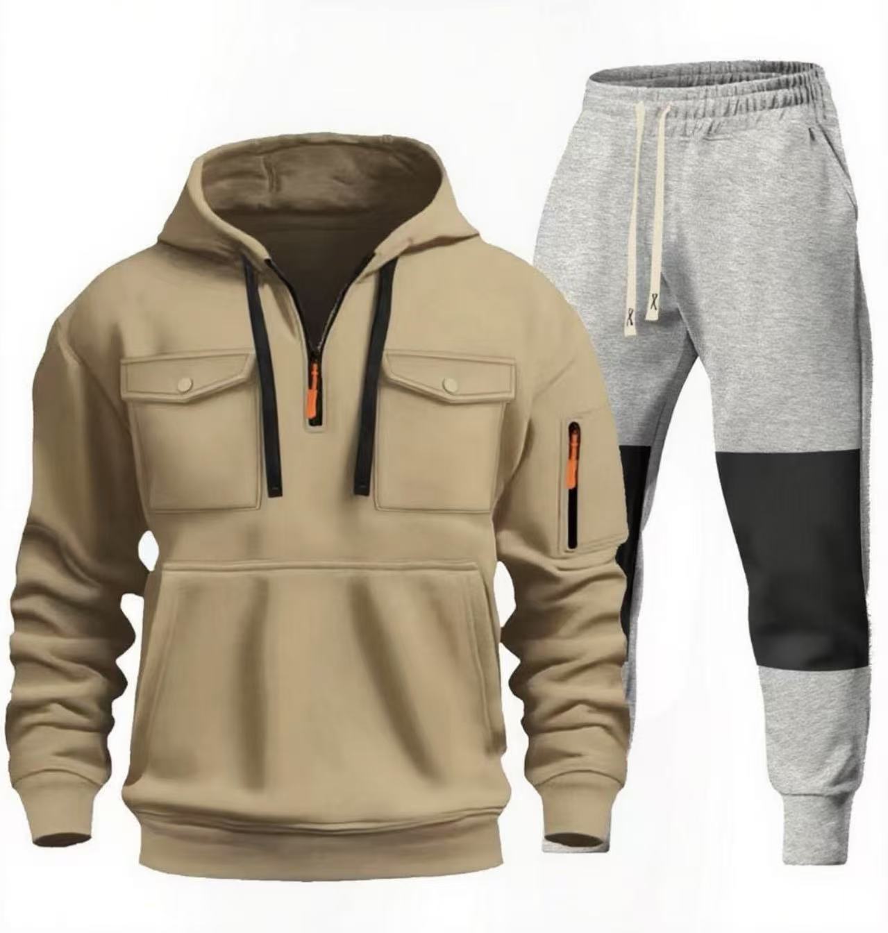 Street-wave Mens Functional Sweatshirt And Jogger Set For Active Comfort And Style