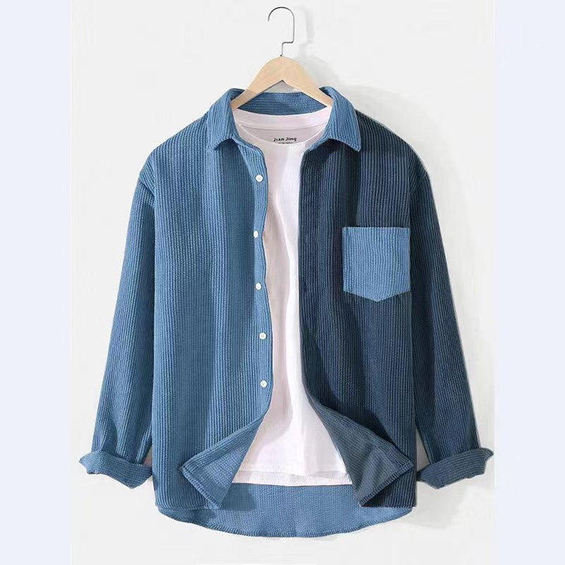 Corduroy Shirt For Men From Streetwave With Textured Fabric And Chest Pocket Distinctive Two Tone Sleeve