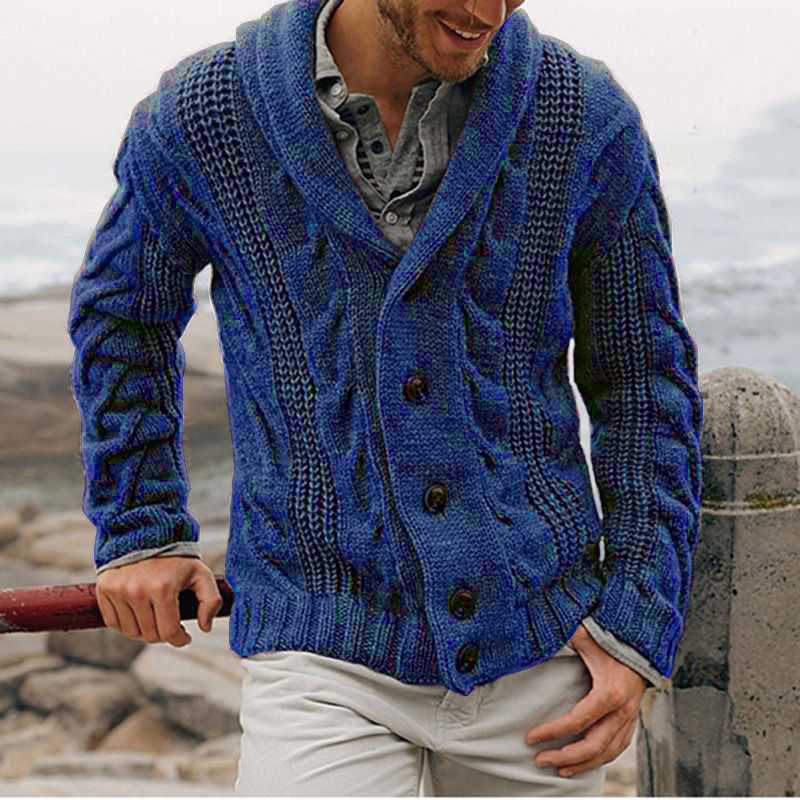 Mens Cable Knit Cardigan With High Collar Streetwave For Modern Style And Warmth