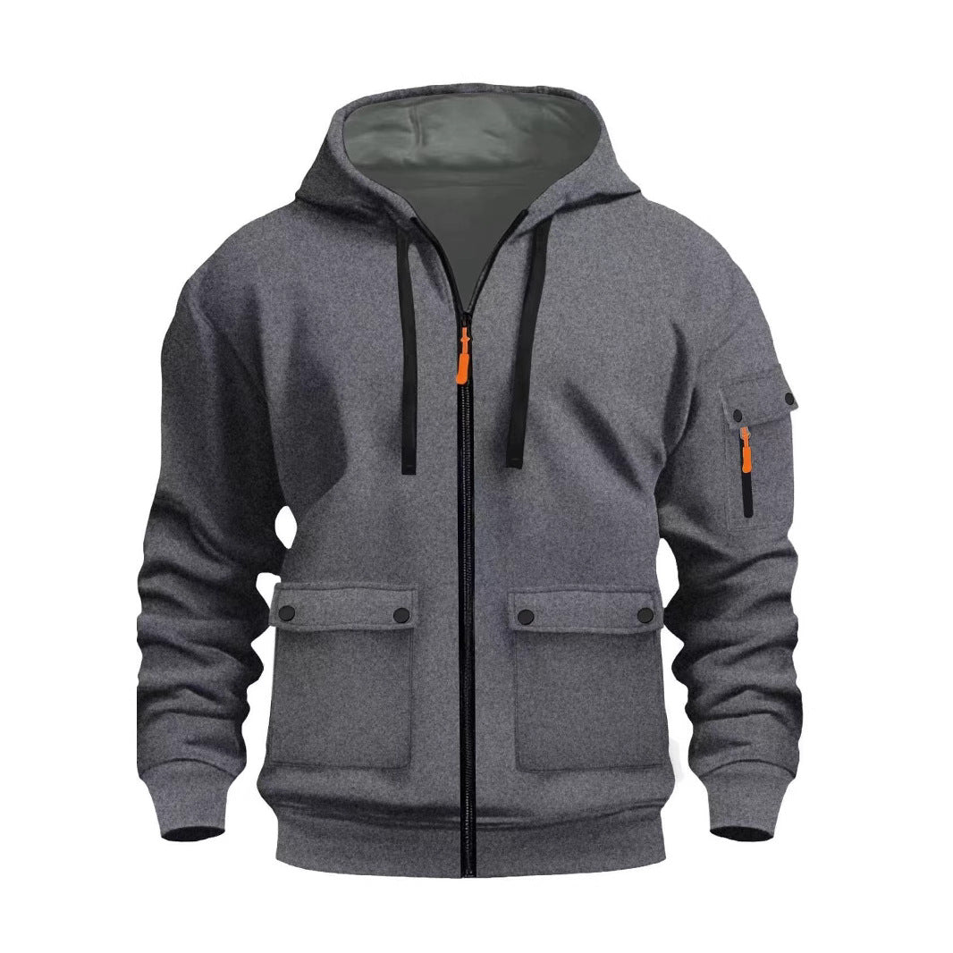 Functional Hooded Jacket For Men With Multiple Pockets Street Wave Versatile Activewear
